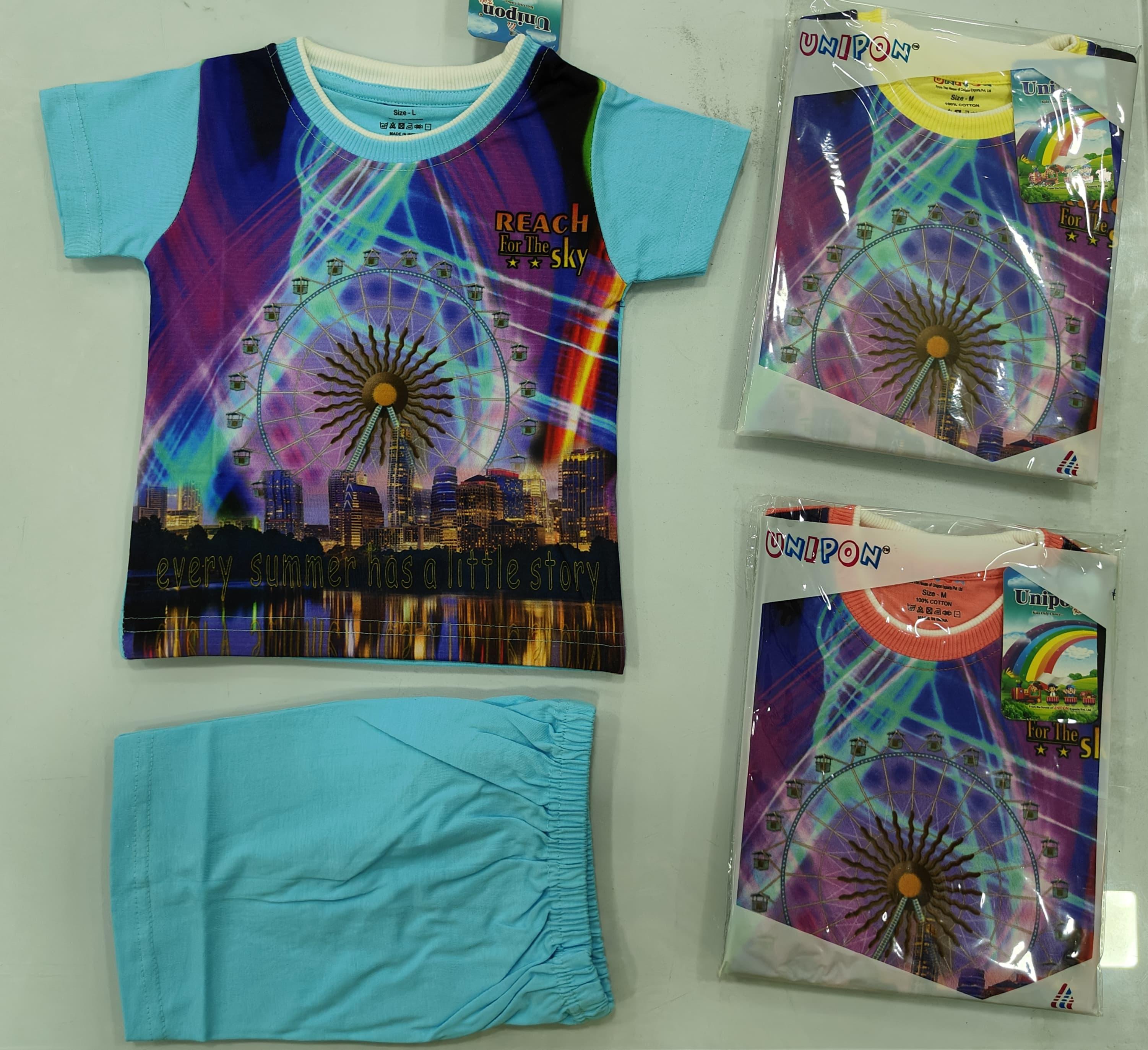 Ferris Wheel Print Kids Summer Clothing Set of 6 pieces in 3 color